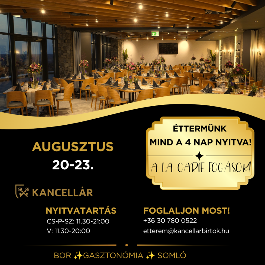 Somló, bor és gasztronómia – ezekkel várunk a hosszú hétvégén a Kancellár Birtokon!
